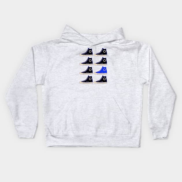 Stand Out From The Crowd | Blue Sneaker Kids Hoodie by 1001Kites